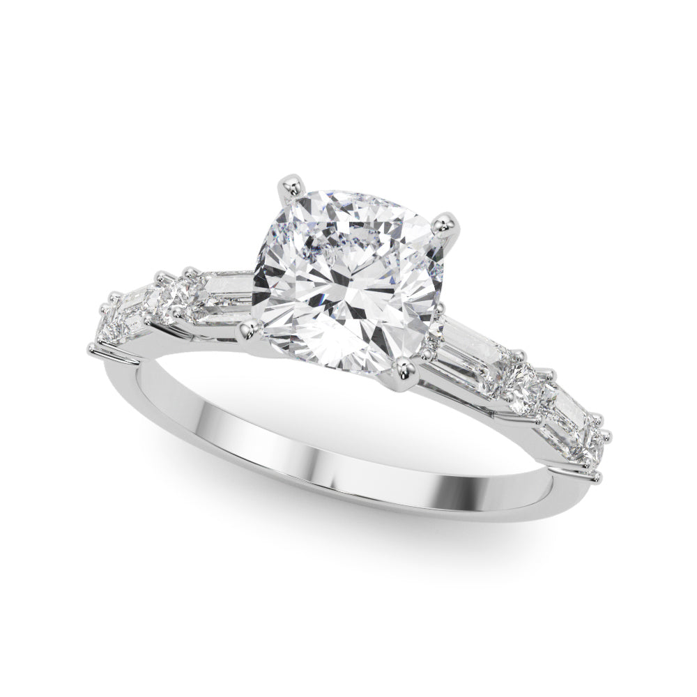 Splendid Rd & Sb Engagement Ring Round Diamond Engagement Ring — 9K/18K Gold & Platinum