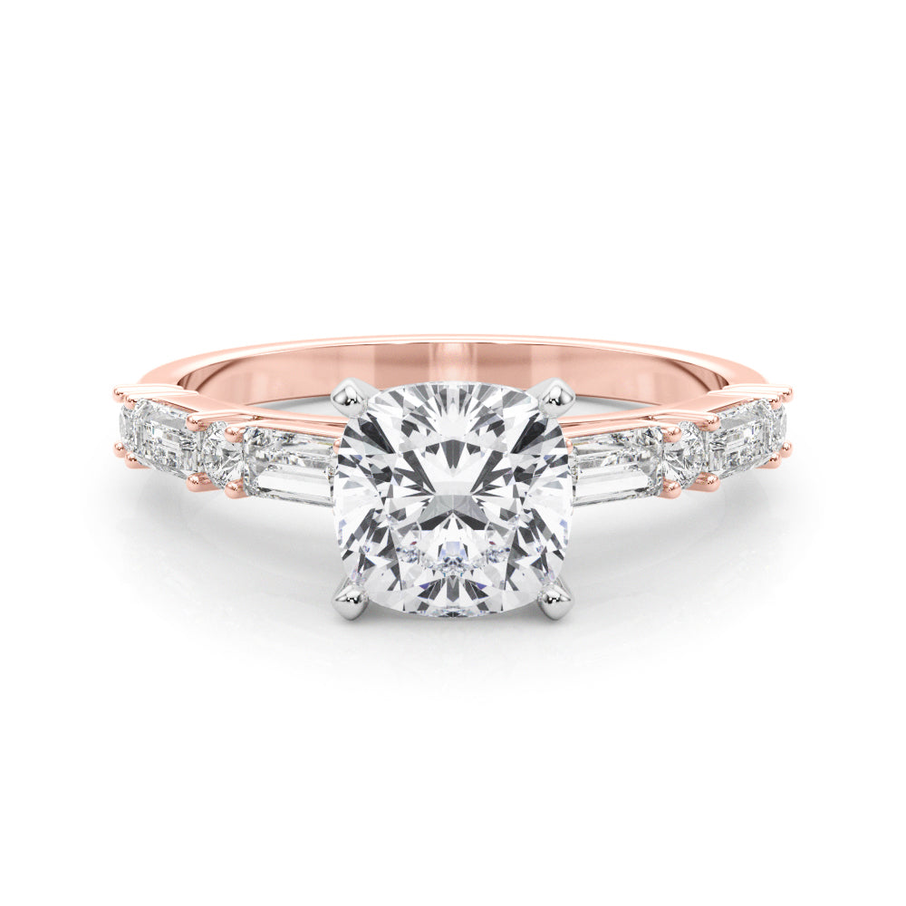 Splendid Rd & Sb Engagement Ring Round Diamond Engagement Ring — 9K/18K Gold & Platinum