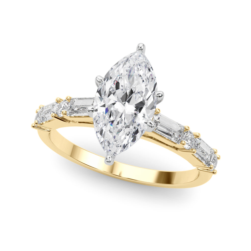 Splendid Rd & Sb Engagement Ring Round Diamond Engagement Ring — 9K/18K Gold & Platinum