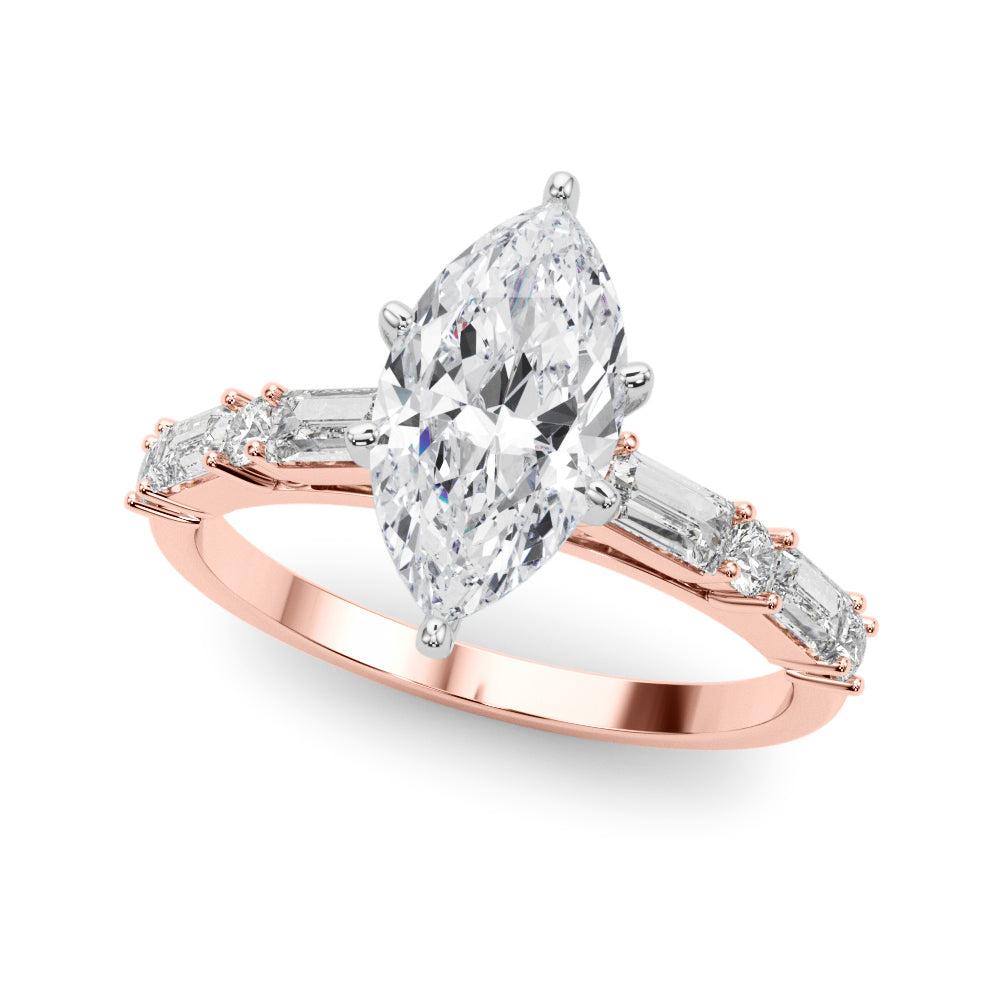 Splendid Rd & Sb Engagement Ring Round Diamond Engagement Ring — 9K/18K Gold & Platinum