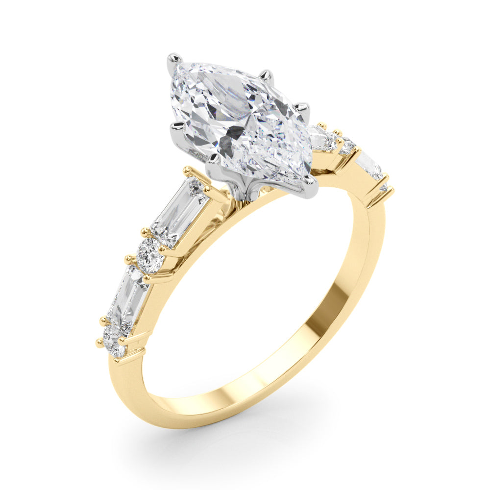 Splendid Rd & Sb Engagement Ring Round Diamond Engagement Ring — 9K/18K Gold & Platinum