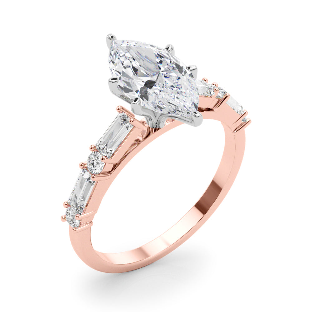 Splendid Rd & Sb Engagement Ring Round Diamond Engagement Ring — 9K/18K Gold & Platinum