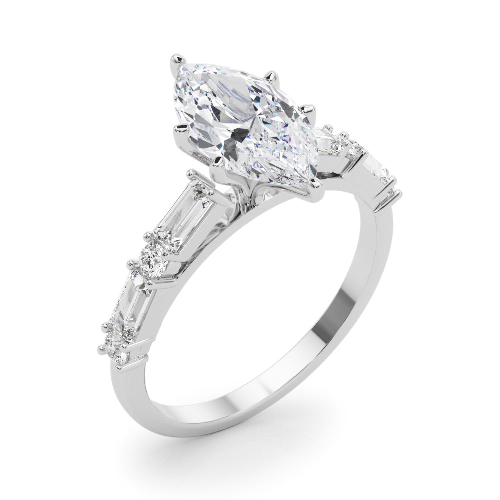Splendid Rd & Sb Engagement Ring Round Diamond Engagement Ring — 9K/18K Gold & Platinum