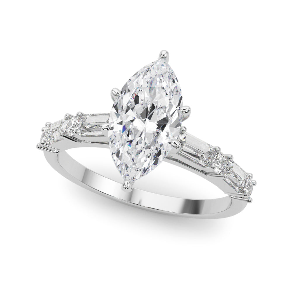 Splendid Rd & Sb Engagement Ring Round Diamond Engagement Ring — 9K/18K Gold & Platinum