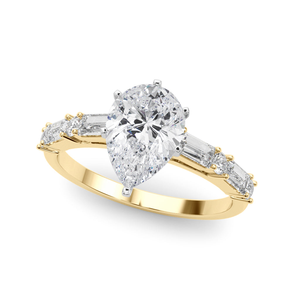 Splendid Rd & Sb Engagement Ring Round Diamond Engagement Ring — 9K/18K Gold & Platinum