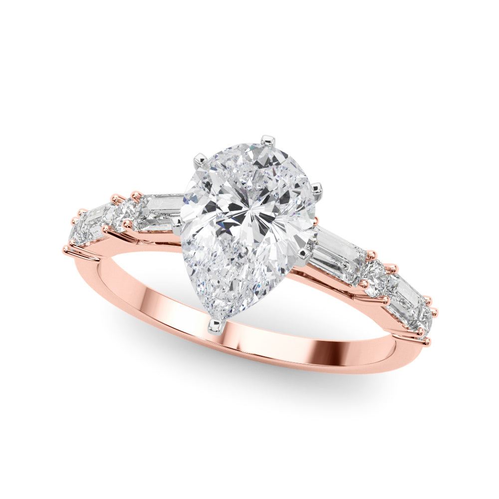 Splendid Rd & Sb Engagement Ring Round Diamond Engagement Ring — 9K/18K Gold & Platinum
