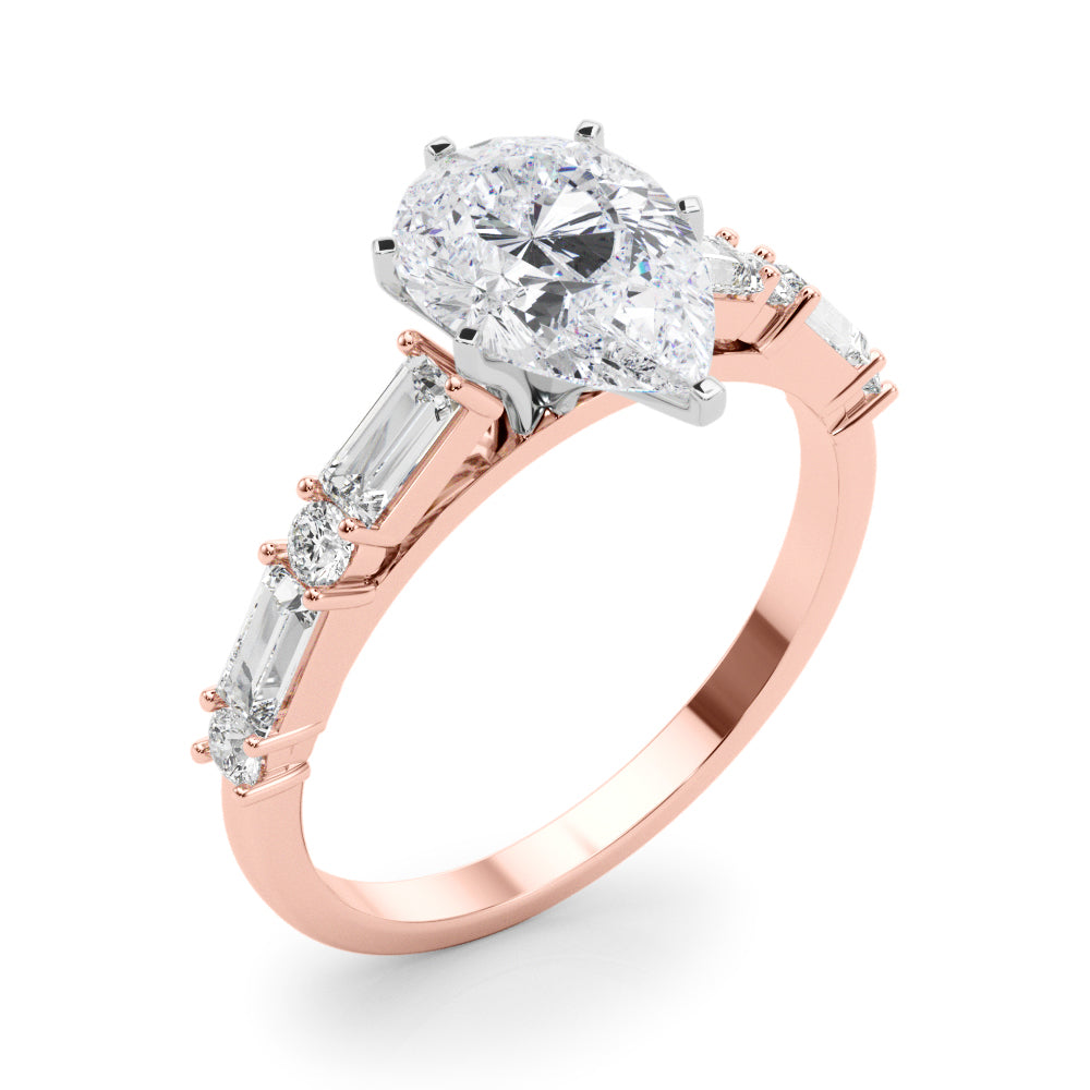 Splendid Rd & Sb Engagement Ring Round Diamond Engagement Ring — 9K/18K Gold & Platinum