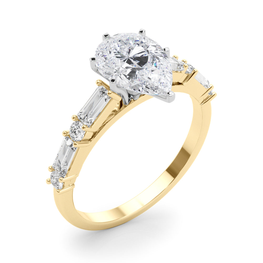 Splendid Rd & Sb Engagement Ring Round Diamond Engagement Ring — 9K/18K Gold & Platinum