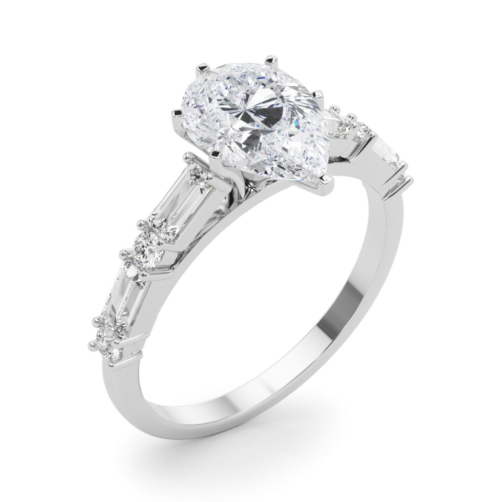 Splendid Rd & Sb Engagement Ring Round Diamond Engagement Ring — 9K/18K Gold & Platinum