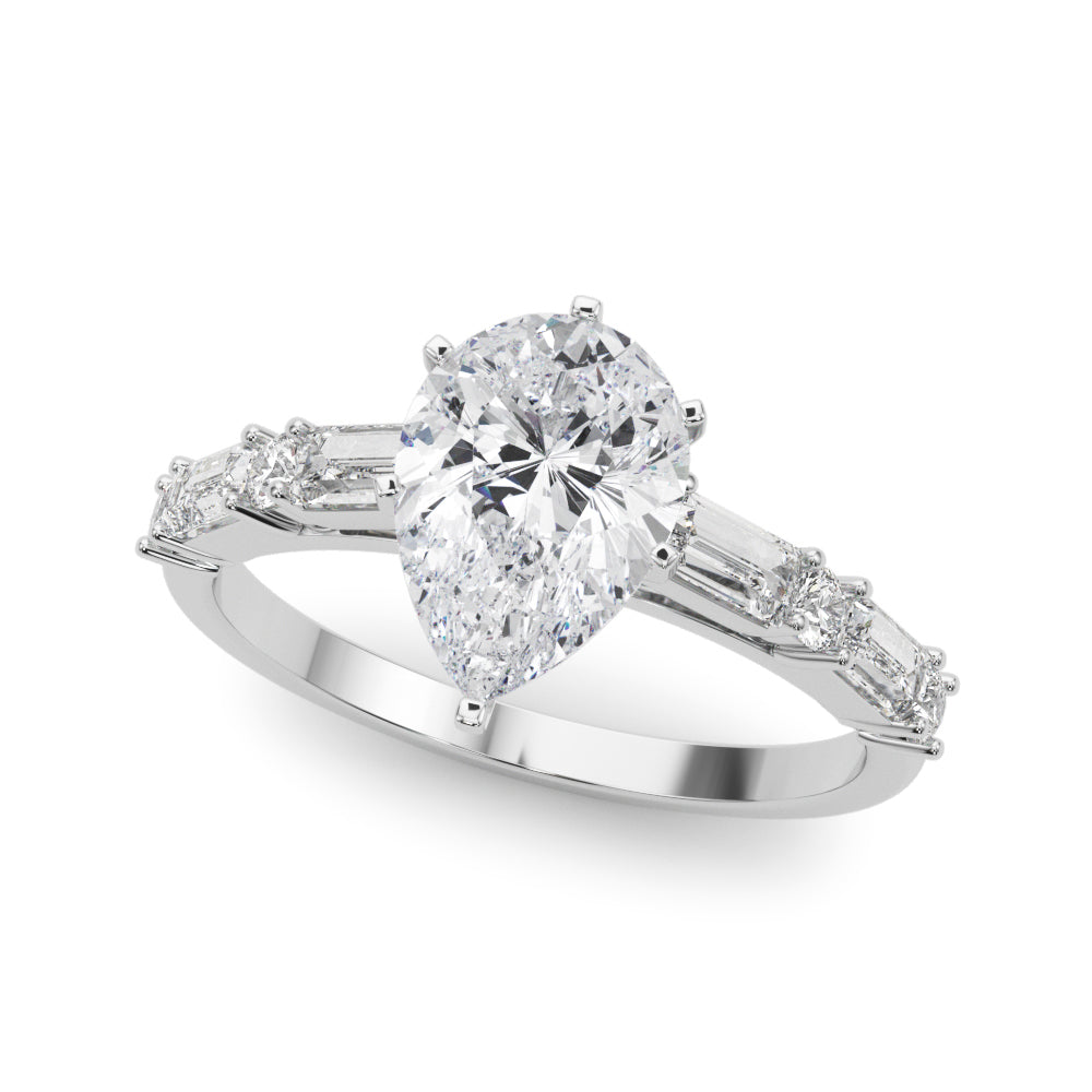 Splendid Rd & Sb Engagement Ring Round Diamond Engagement Ring — 9K/18K Gold & Platinum