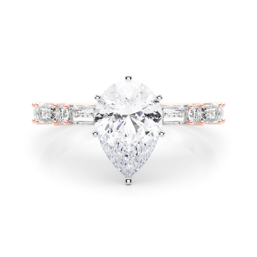 Splendid Rd & Sb Engagement Ring Round Diamond Engagement Ring — 9K/18K Gold & Platinum