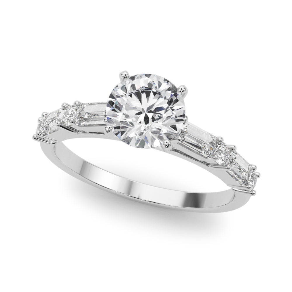 Splendid Rd & Sb Engagement Ring Round Diamond Engagement Ring — 9K/18K Gold & Platinum