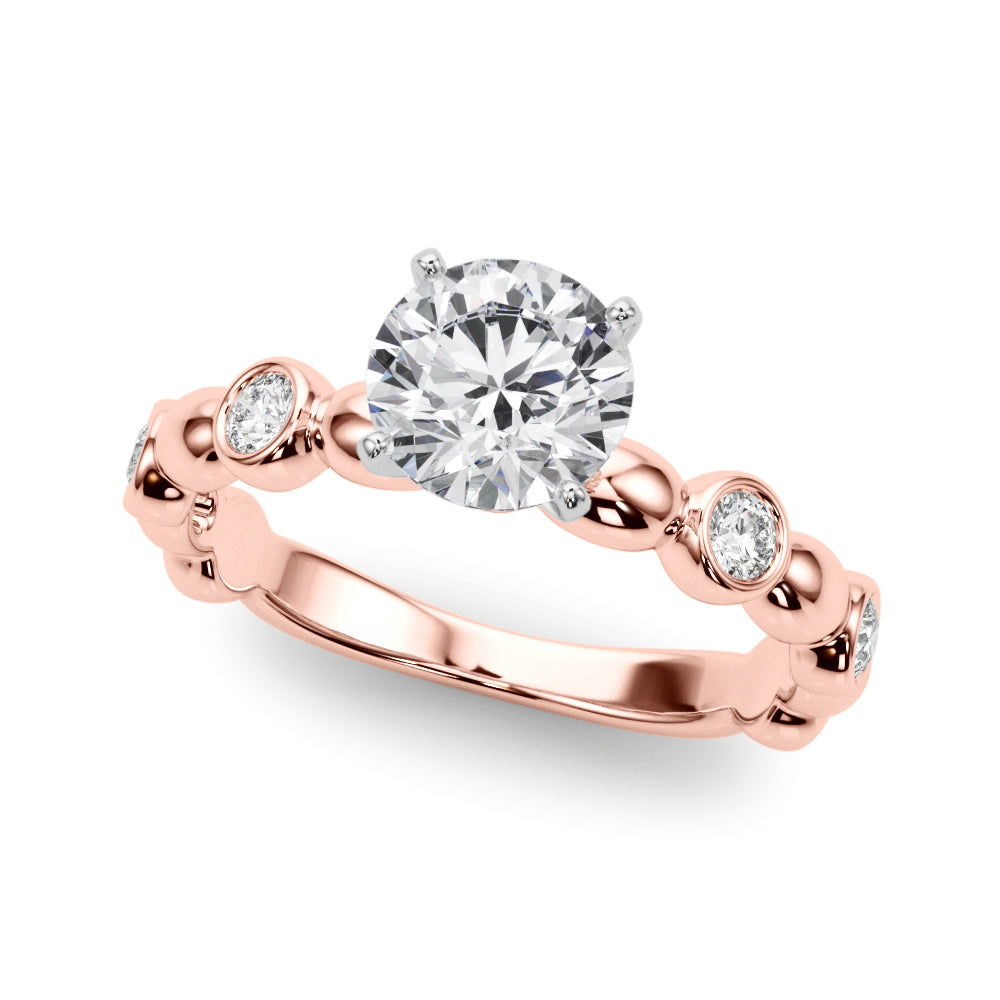 Enchanted Sidestone Round Diamond Engagement Ring — 9K/18K Gold & Platinum