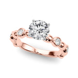 Enchanted Sidestone Round Diamond Engagement Ring — 9K/18K Gold & Platinum