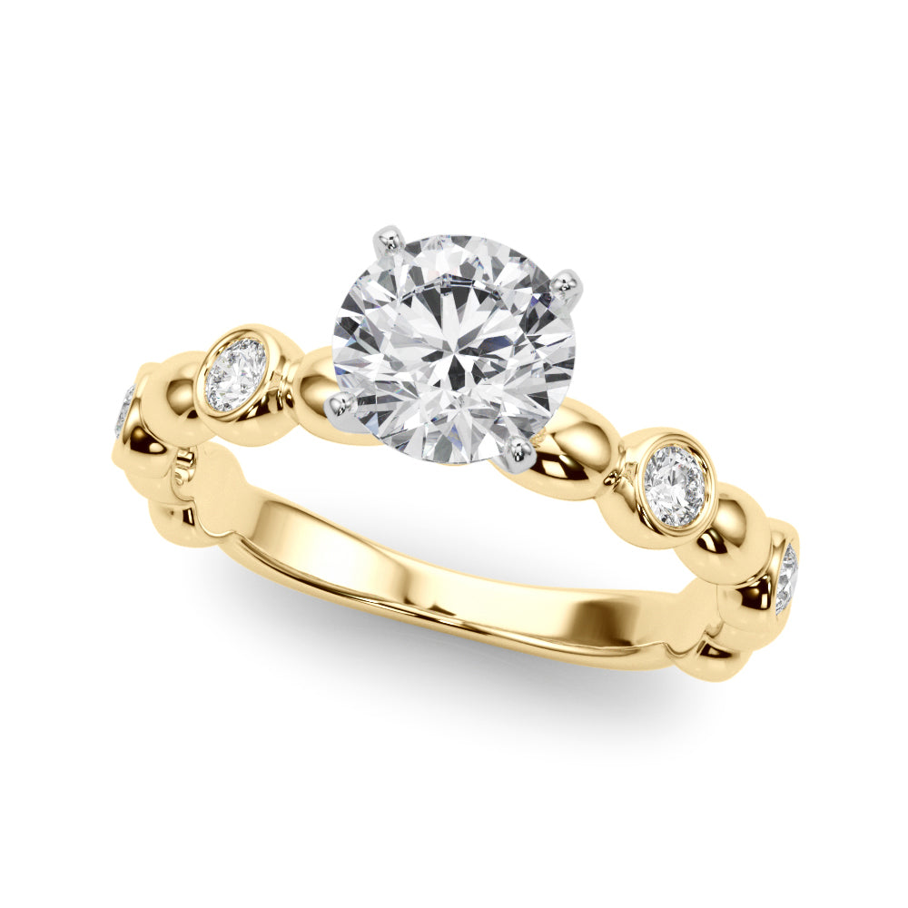 Enchanted Sidestone Round Diamond Engagement Ring — 9K/18K Gold & Platinum