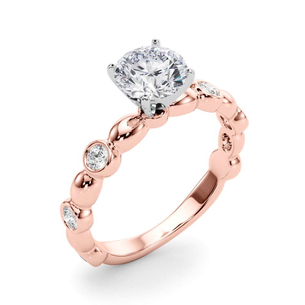 Enchanted Sidestone Round Diamond Engagement Ring — 9K/18K Gold & Platinum