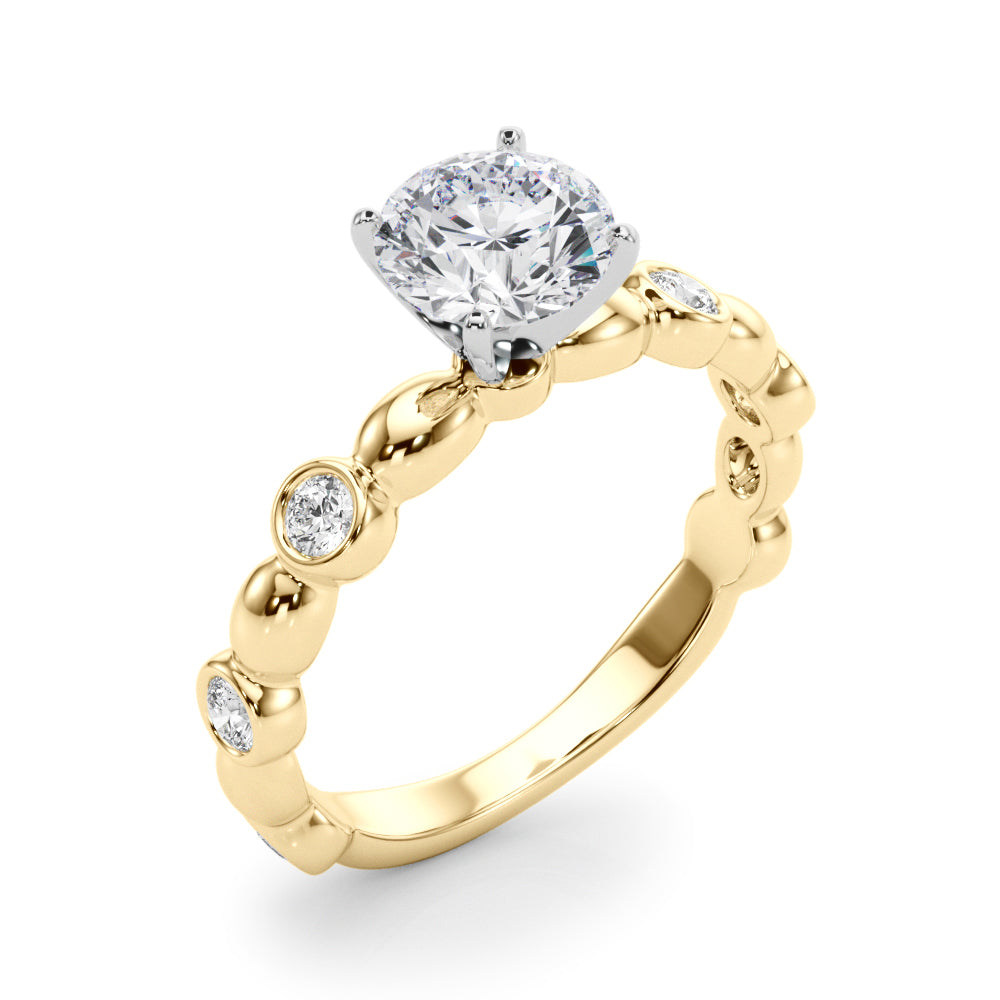 Enchanted Sidestone Round Diamond Engagement Ring — 9K/18K Gold & Platinum