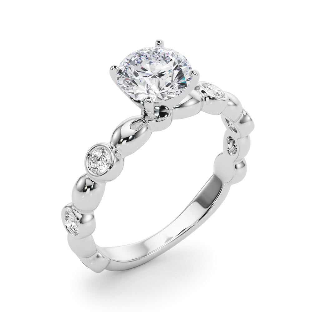 Enchanted Sidestone Round Diamond Engagement Ring — 9K/18K Gold & Platinum