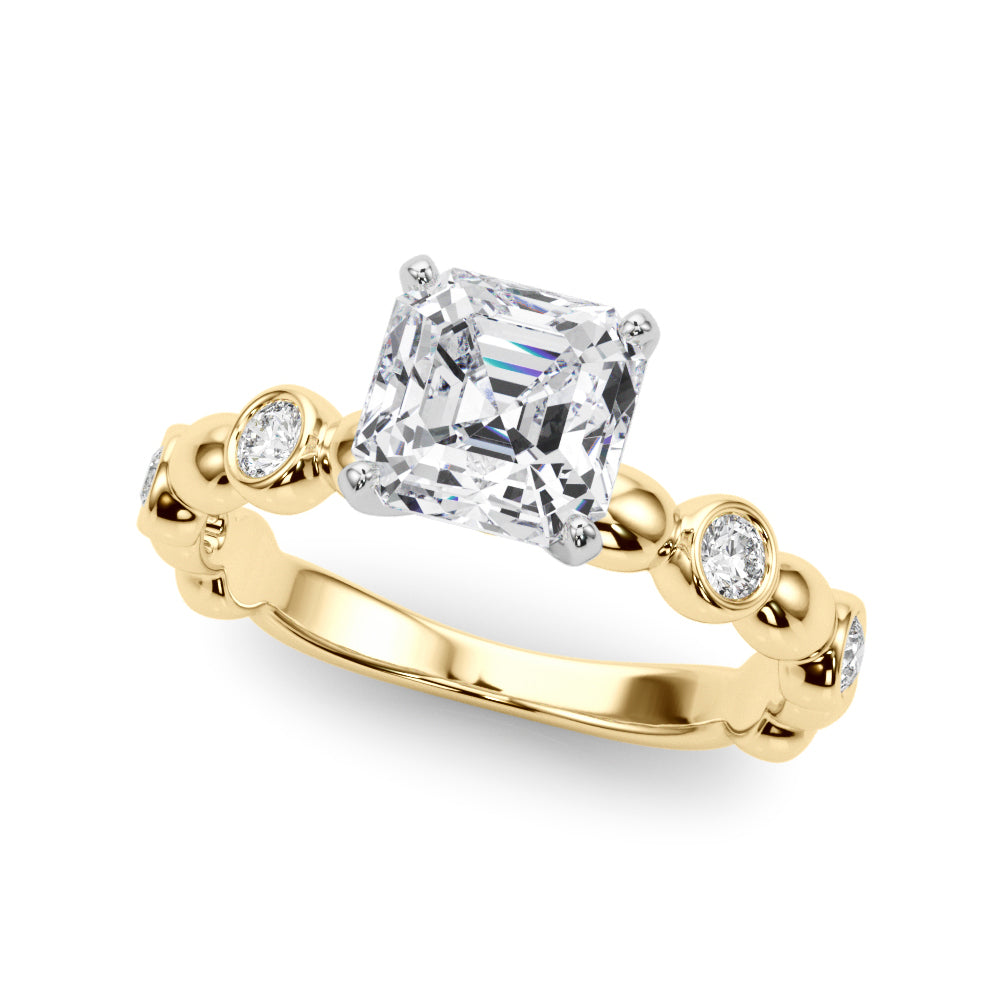 Enchanted Sidestone Round Diamond Engagement Ring — 9K/18K Gold & Platinum