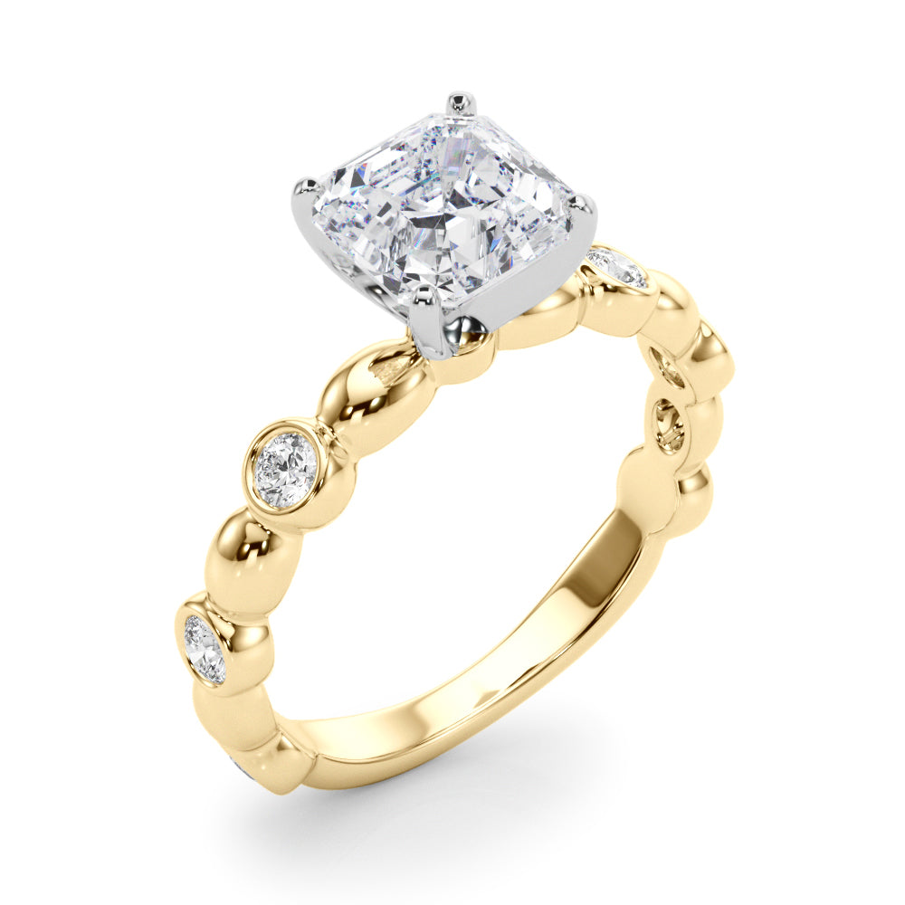 Enchanted Sidestone Round Diamond Engagement Ring — 9K/18K Gold & Platinum