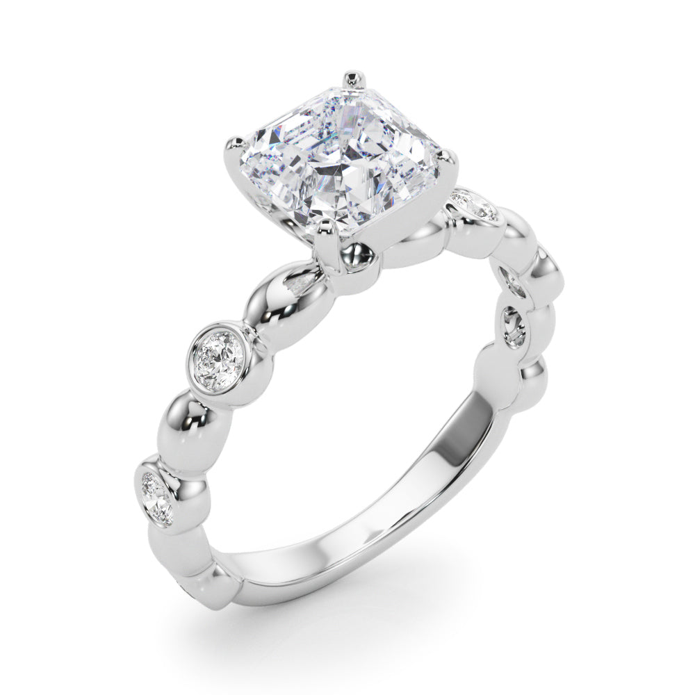 Enchanted Sidestone Round Diamond Engagement Ring — 9K/18K Gold & Platinum