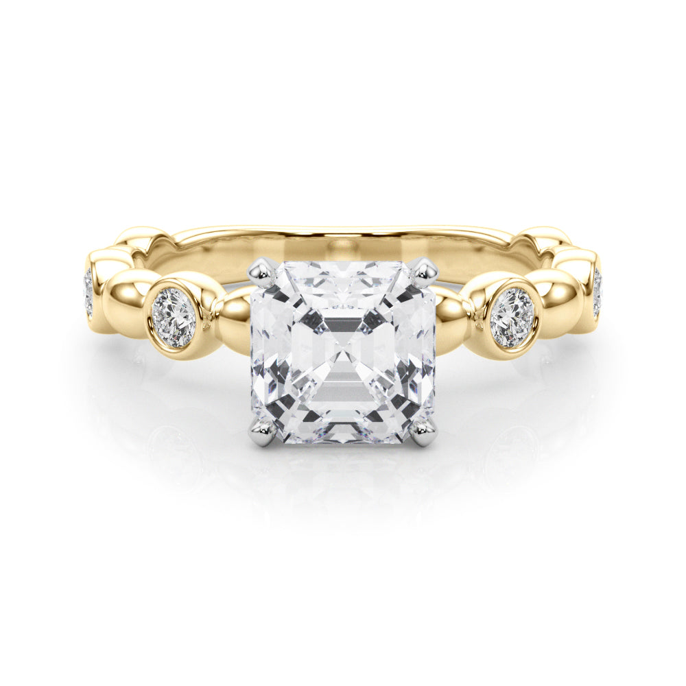 Enchanted Sidestone Round Diamond Engagement Ring — 9K/18K Gold & Platinum