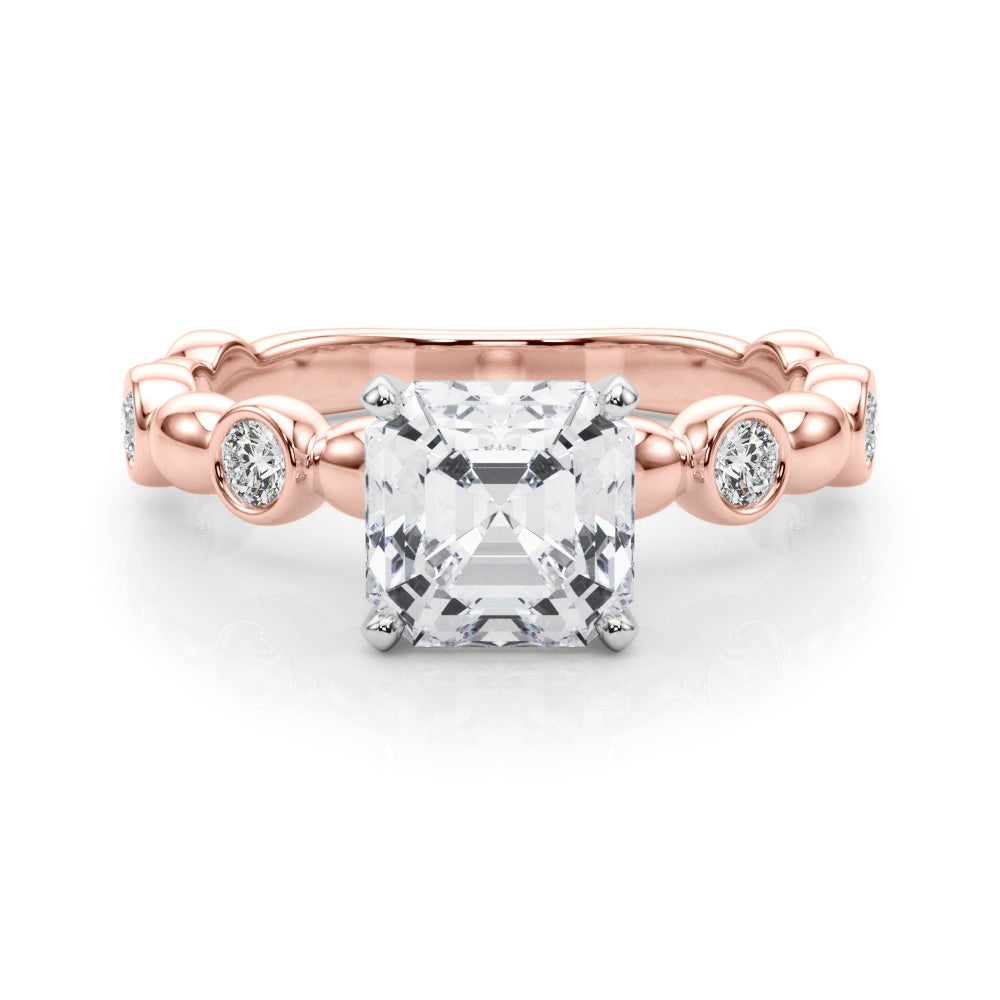 Enchanted Sidestone Round Diamond Engagement Ring — 9K/18K Gold & Platinum