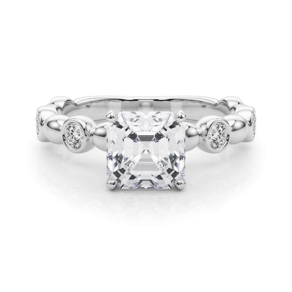 Enchanted Sidestone Round Diamond Engagement Ring — 9K/18K Gold & Platinum