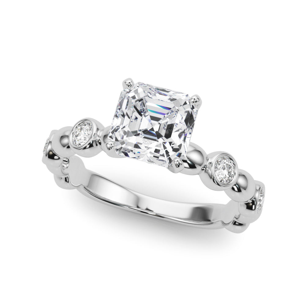 Enchanted Sidestone Round Diamond Engagement Ring — 9K/18K Gold & Platinum