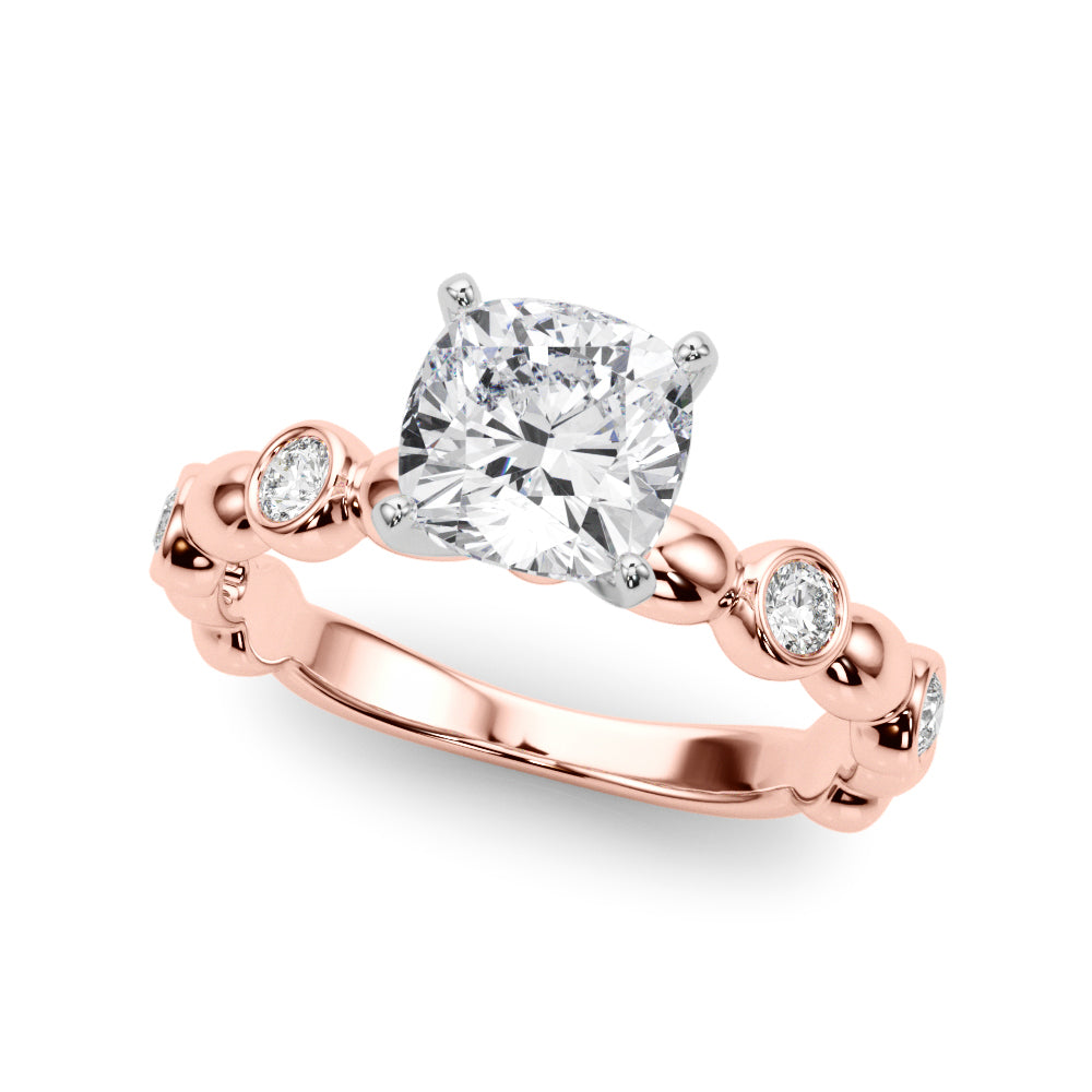 Enchanted Sidestone Round Diamond Engagement Ring — 9K/18K Gold & Platinum