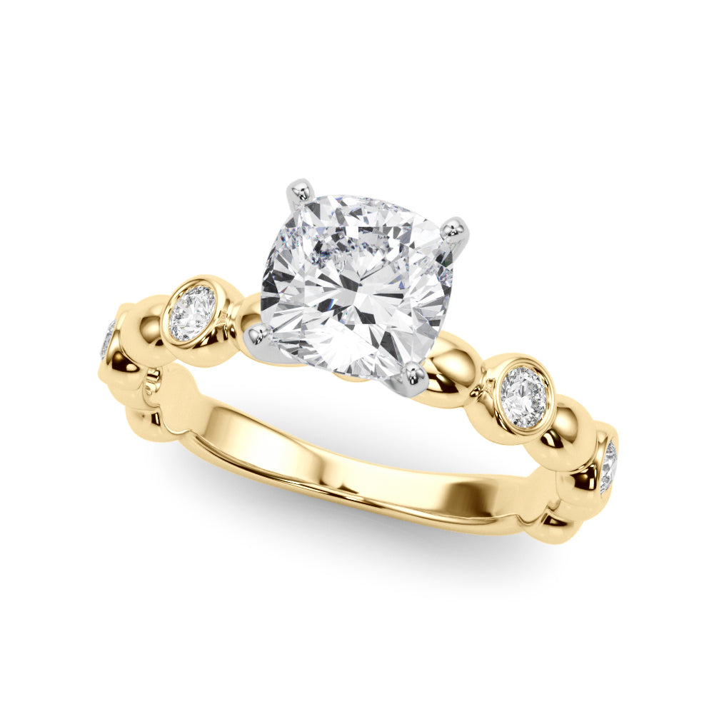Enchanted Sidestone Round Diamond Engagement Ring — 9K/18K Gold & Platinum