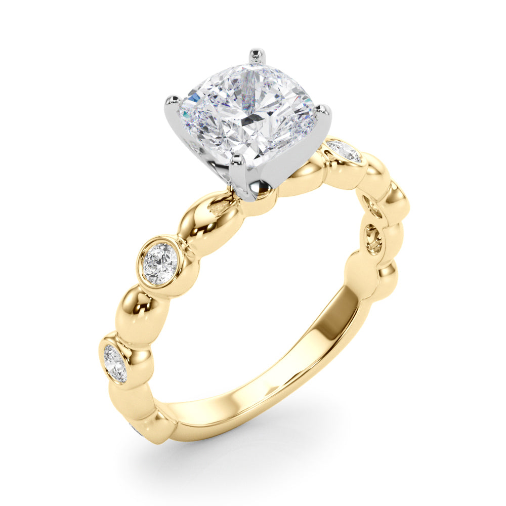 Enchanted Sidestone Round Diamond Engagement Ring — 9K/18K Gold & Platinum