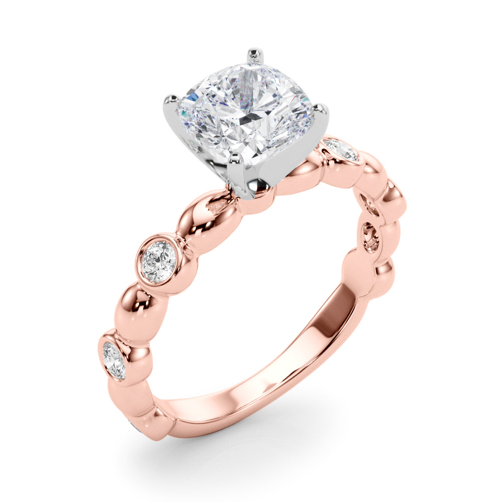 Enchanted Sidestone Round Diamond Engagement Ring — 9K/18K Gold & Platinum