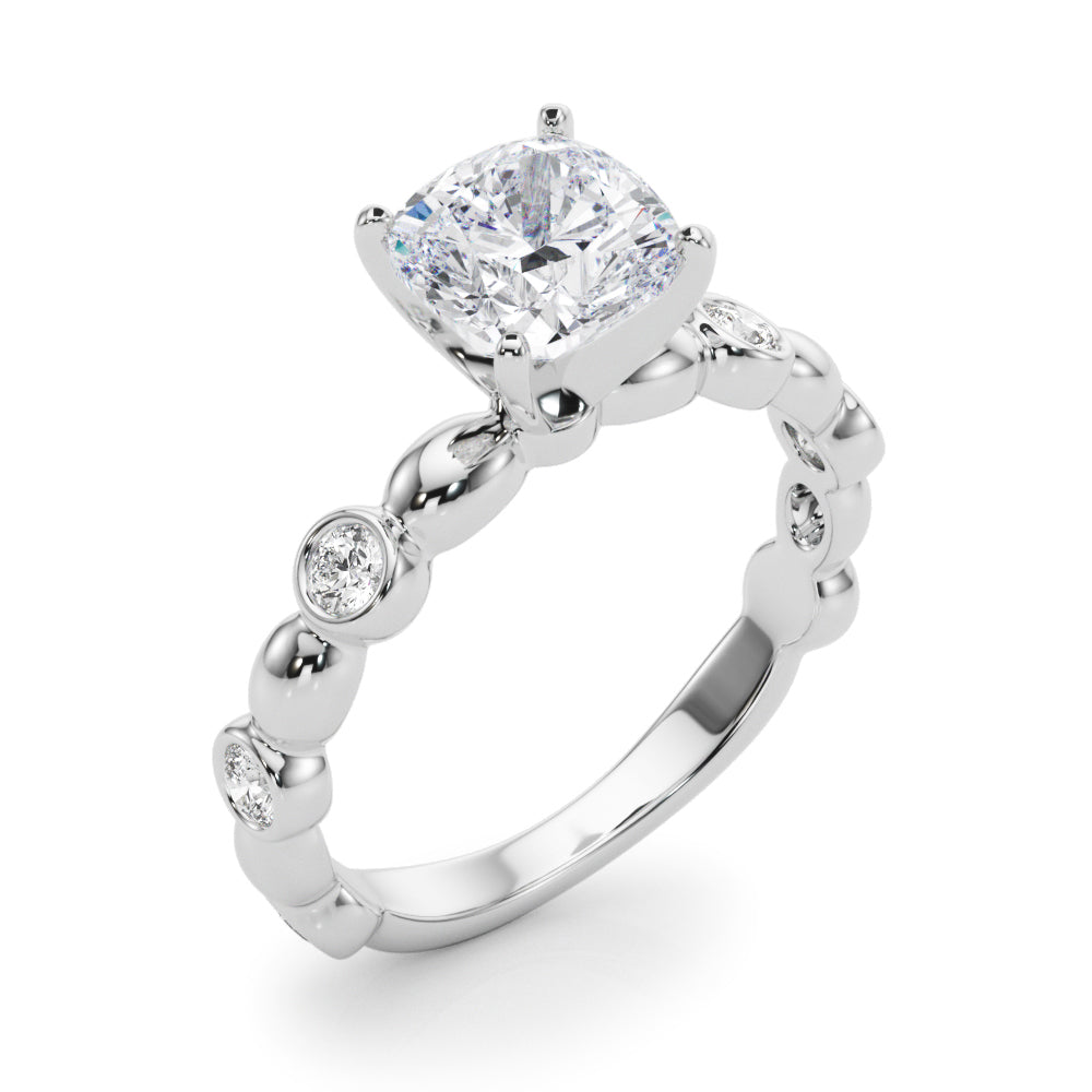 Enchanted Sidestone Round Diamond Engagement Ring — 9K/18K Gold & Platinum