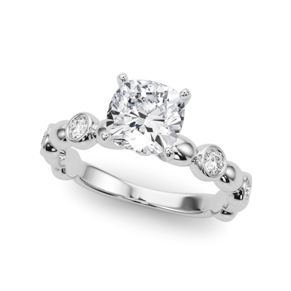 Enchanted Sidestone Round Diamond Engagement Ring — 9K/18K Gold & Platinum