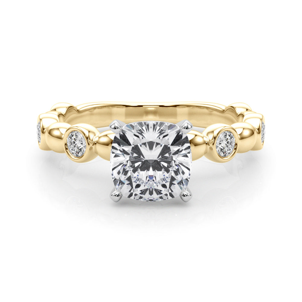 Enchanted Sidestone Round Diamond Engagement Ring — 9K/18K Gold & Platinum