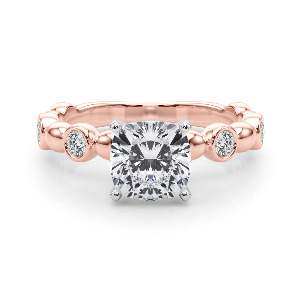 Enchanted Sidestone Round Diamond Engagement Ring — 9K/18K Gold & Platinum