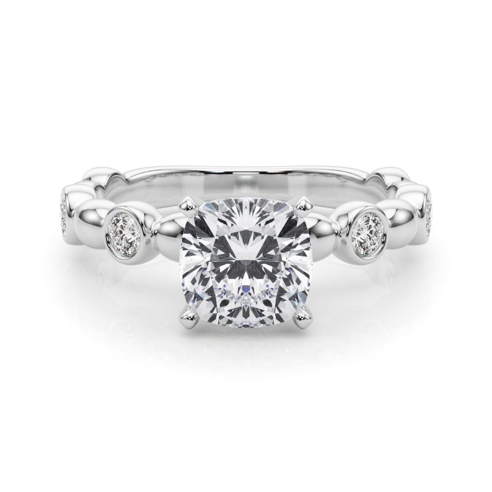 Enchanted Sidestone Round Diamond Engagement Ring — 9K/18K Gold & Platinum
