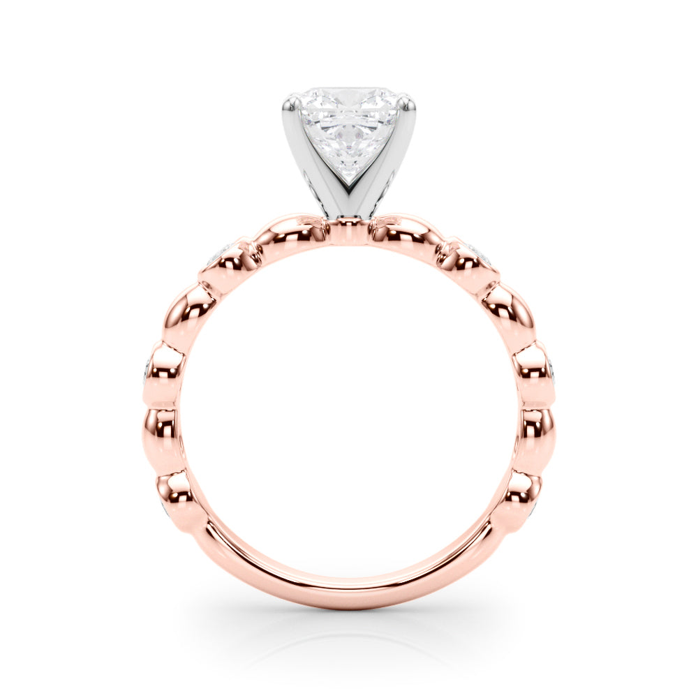 Enchanted Sidestone Round Diamond Engagement Ring — 9K/18K Gold & Platinum