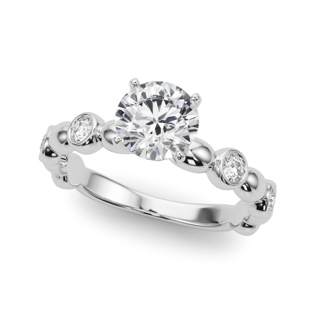 Enchanted Sidestone Round Diamond Engagement Ring — 9K/18K Gold & Platinum