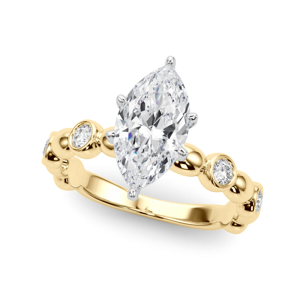Enchanted Sidestone Round Diamond Engagement Ring — 9K/18K Gold & Platinum