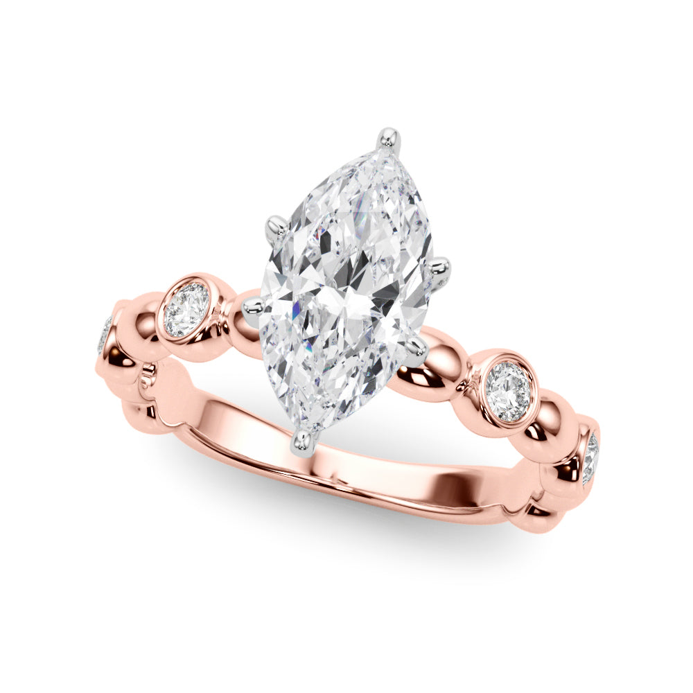 Enchanted Sidestone Round Diamond Engagement Ring — 9K/18K Gold & Platinum