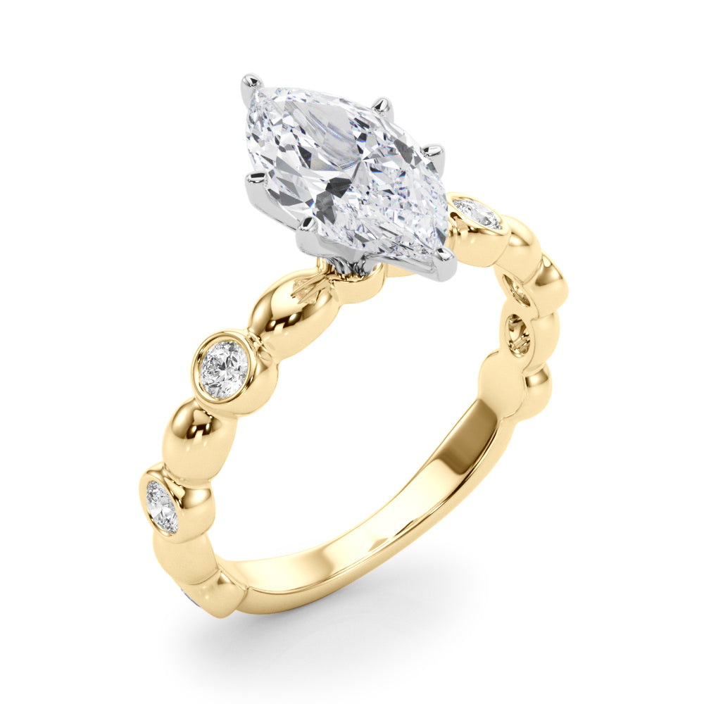 Enchanted Sidestone Round Diamond Engagement Ring — 9K/18K Gold & Platinum
