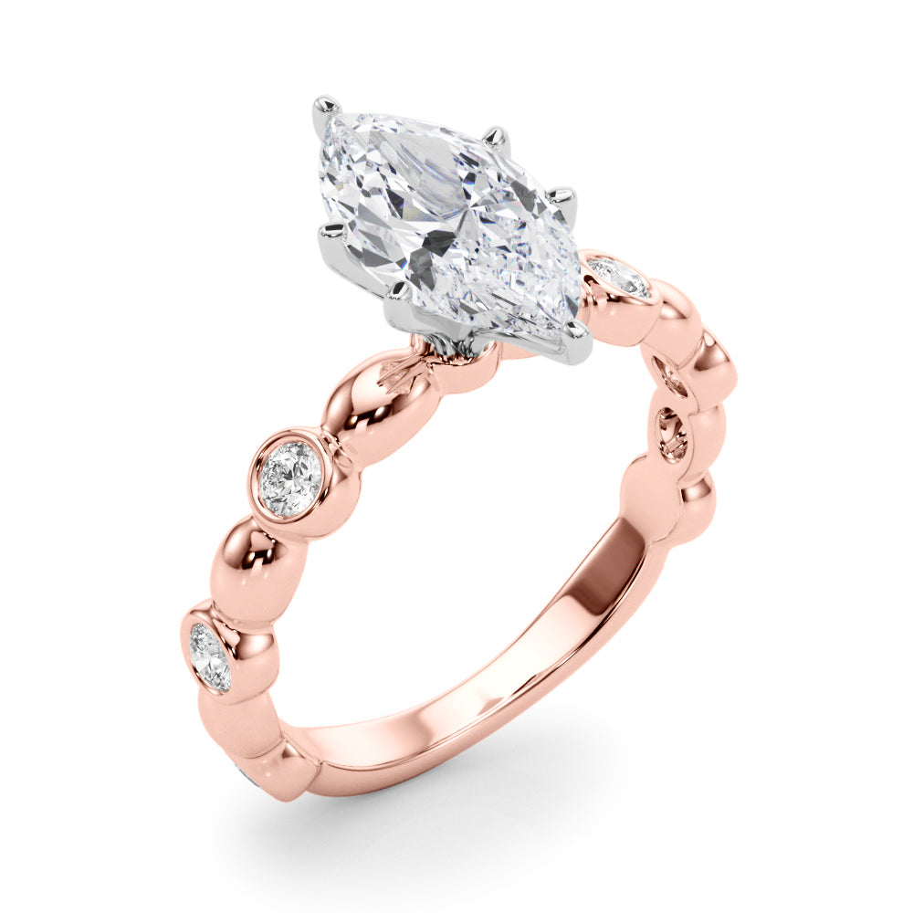 Enchanted Sidestone Round Diamond Engagement Ring — 9K/18K Gold & Platinum