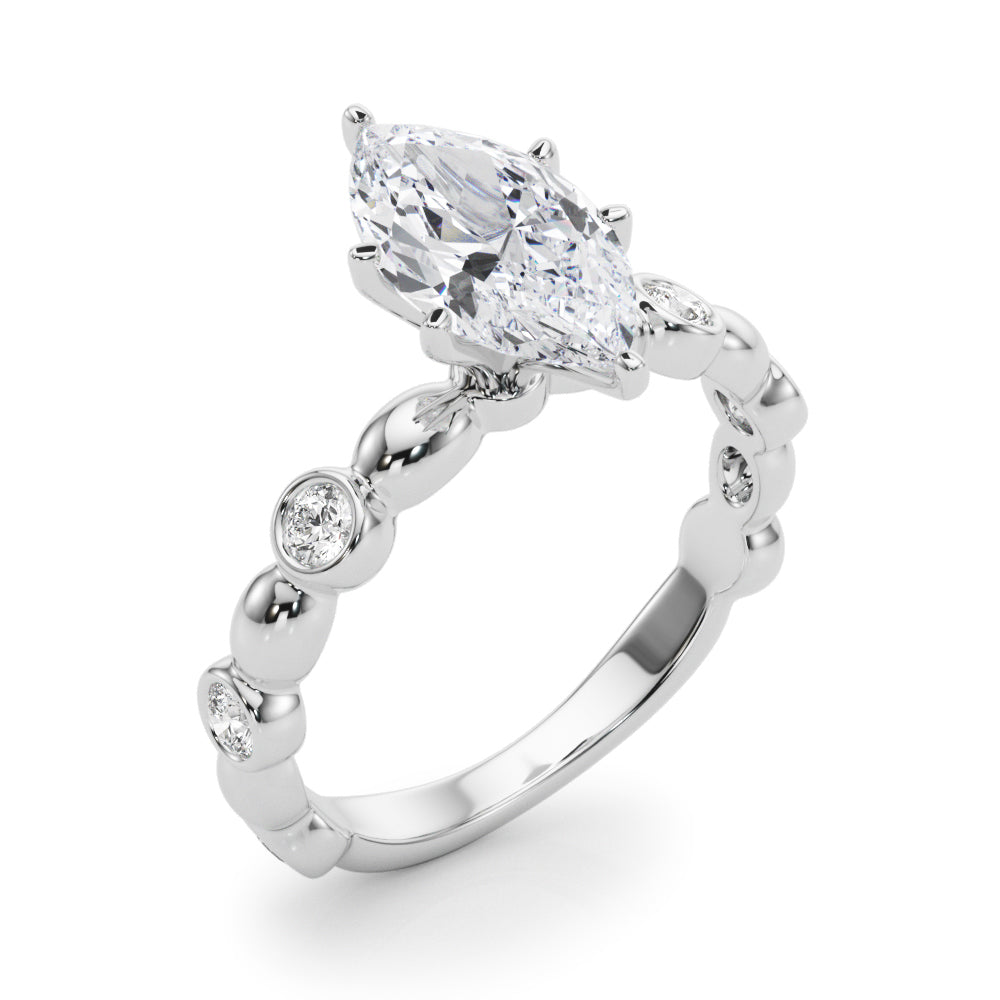 Enchanted Sidestone Round Diamond Engagement Ring — 9K/18K Gold & Platinum