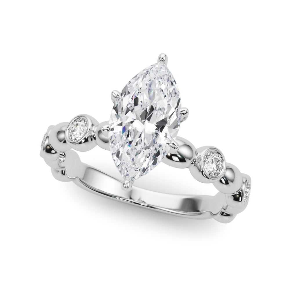 Enchanted Sidestone Round Diamond Engagement Ring — 9K/18K Gold & Platinum