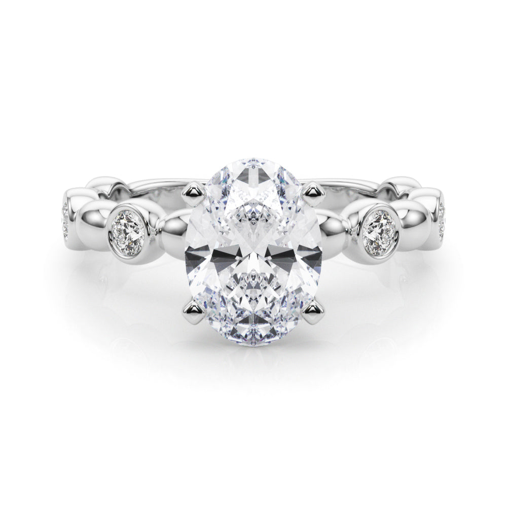 Enchanted Sidestone Round Diamond Engagement Ring — 9K/18K Gold & Platinum