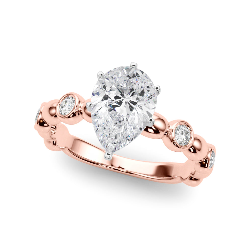 Enchanted Sidestone Round Diamond Engagement Ring — 9K/18K Gold & Platinum