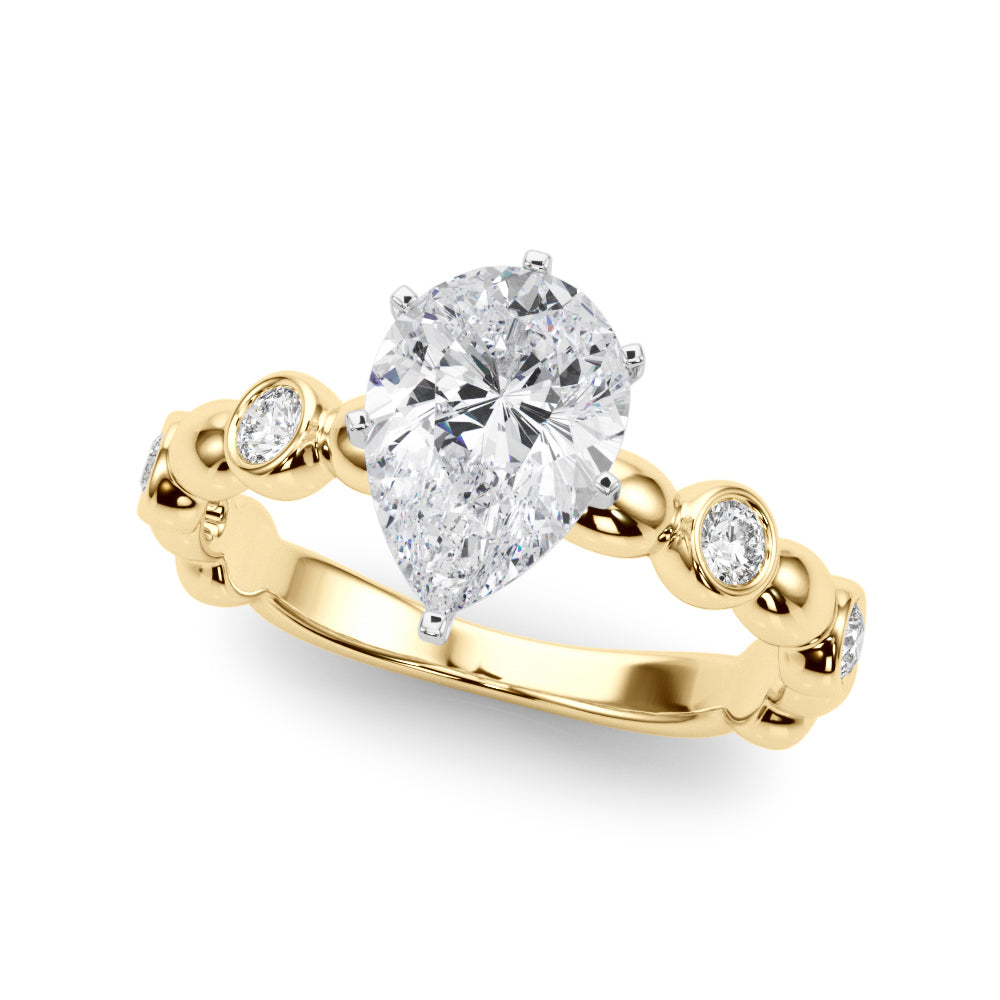 Enchanted Sidestone Round Diamond Engagement Ring — 9K/18K Gold & Platinum
