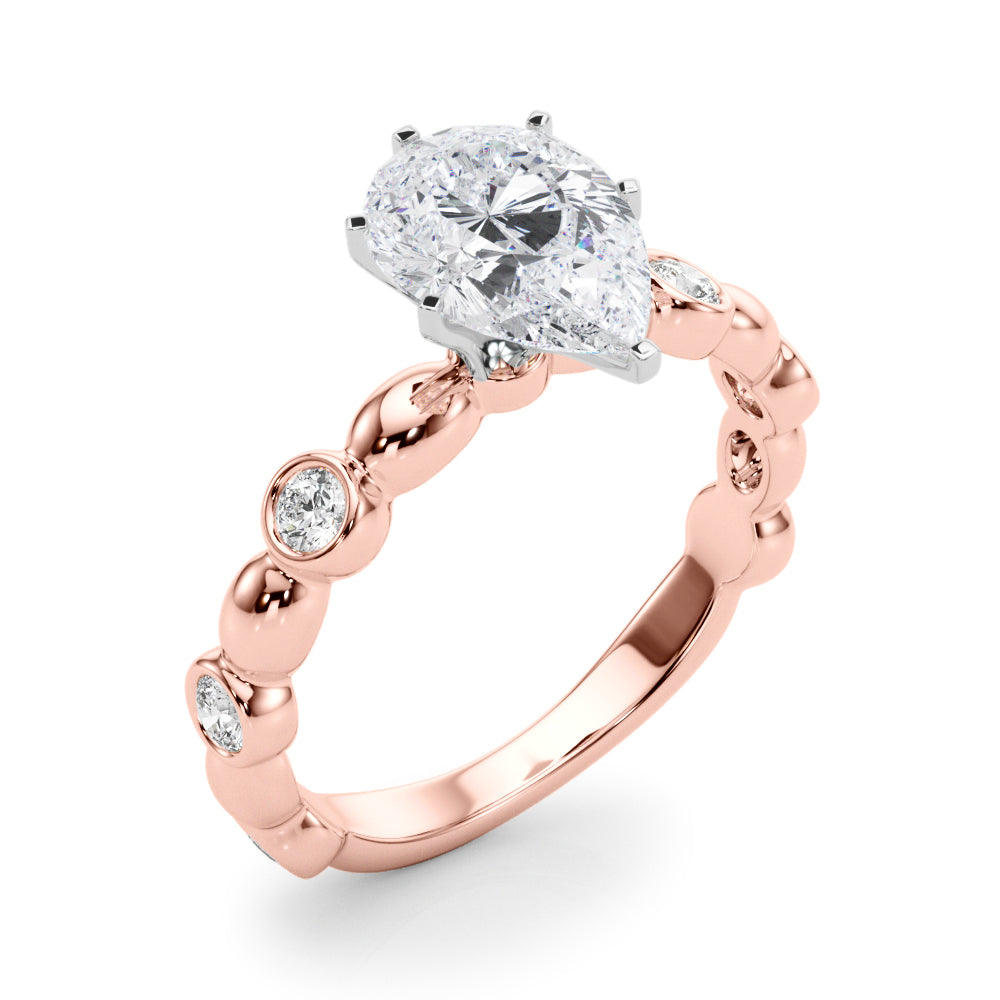 Enchanted Sidestone Round Diamond Engagement Ring — 9K/18K Gold & Platinum